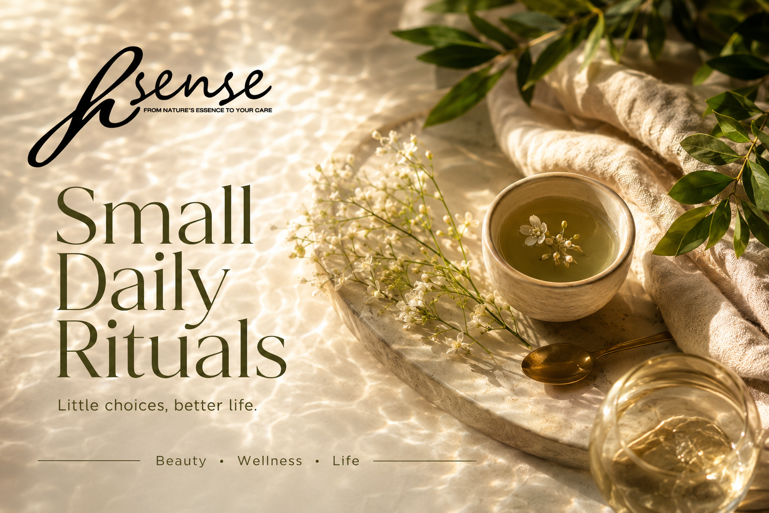 h sense — Small Daily Rituals ภาพสื่อแบรนด์ในโทนธรรมชาติ
